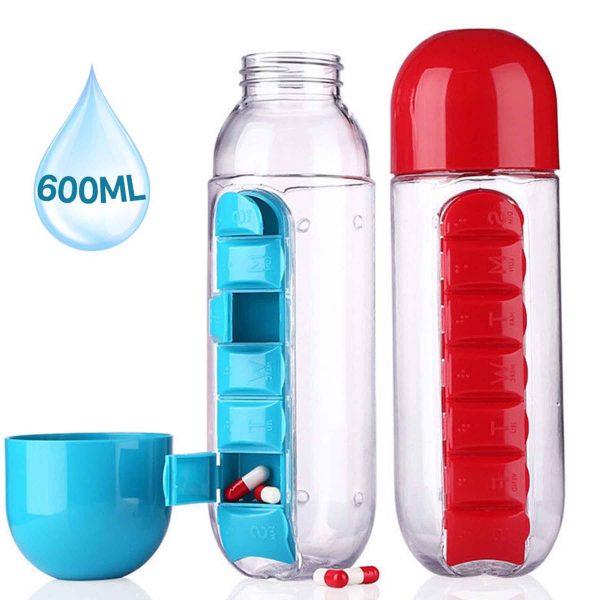 Botella De Agua 600ml Botella Pastillero - Imagen 2